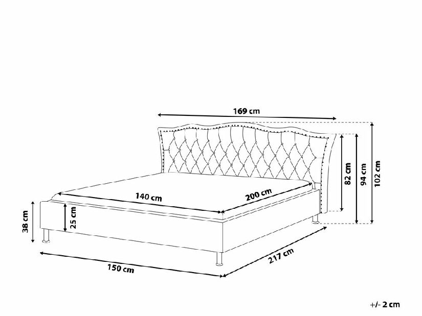 Manželská posteľ 140 cm MATH (s roštom) (sivá)