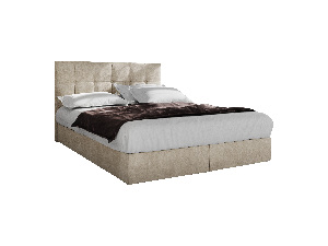 Manželská posteľ Boxspring 140 cm Porto Comfort (béžová) (s matracom a úložným priestorom)