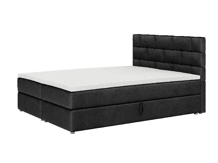 Manželská posteľ Boxspring 160x200 cm Waller Comfort (čierna) (s roštom a matracom)