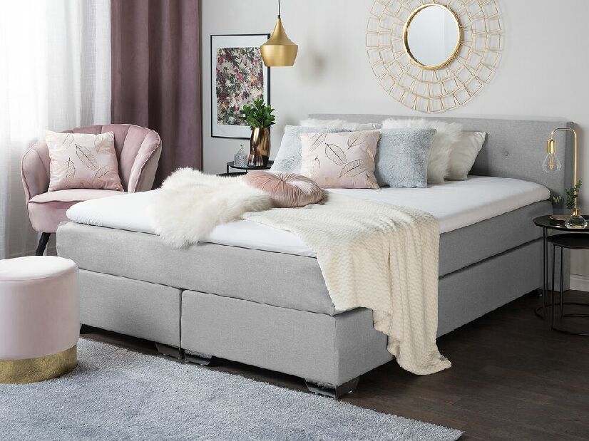 Kontinentálna posteľ 160 cm CONSOLE (s roštom a matracom) (sivá)
