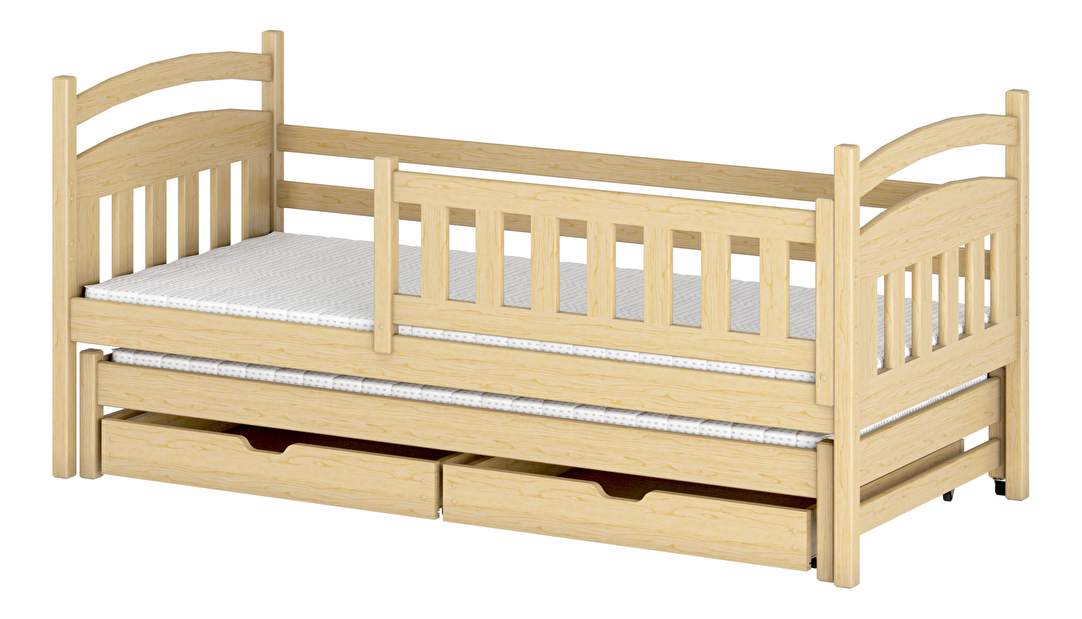 Detská posteľ 90 x 200 cm GLYNDA (s roštom a úl. priestorom) (borovica)