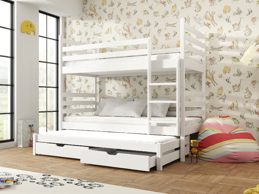Detská posteľ 90 x 190 cm TORI (s roštom a úl. priestorom) (biela)