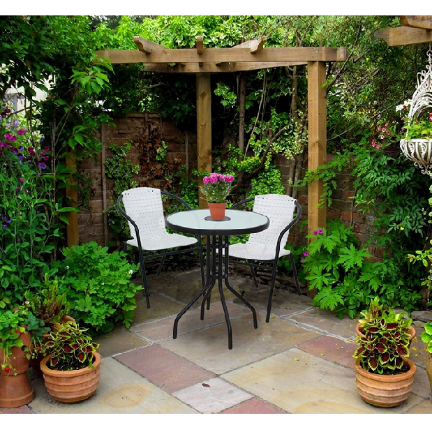 Záhradná stolička (4 ks.) Brittaney (biela + čierna) *výpredaj