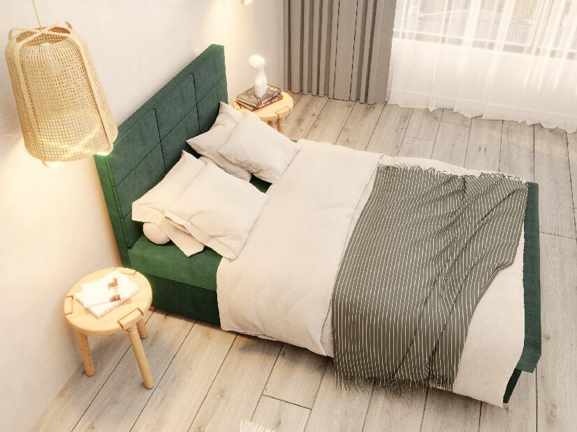 Jednolôžková posteľ 120 cm Picasso II (tmavozelená) (s úl. priestorom a matracom) 