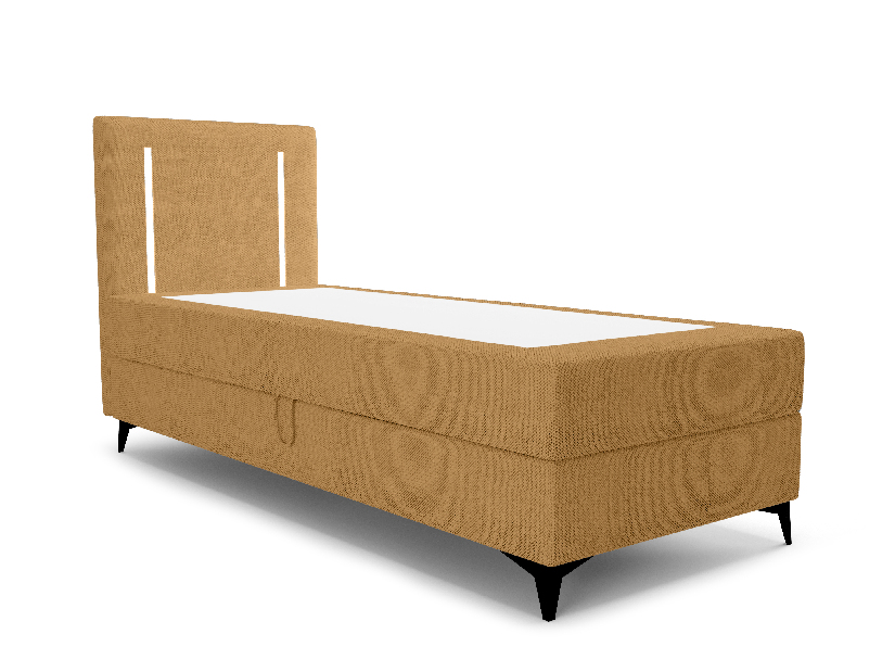 Jednolôžková posteľ 80 cm Ortega Comfort (horčicová) (s roštom a matracom, bez úl. priestoru) (s LED osvetlením)