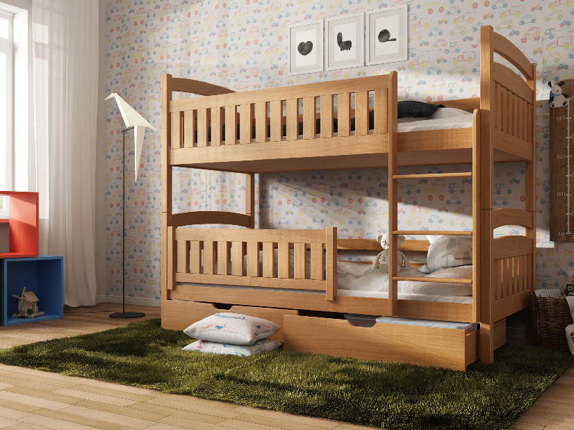 Detská posteľ 90 x 200 cm Irwin (s roštom a úl. priestorom) (buk)