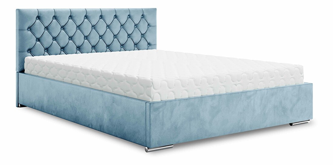 Manželská posteľ 140 cm Danita (modrá) (s roštom a úložným priestorom)