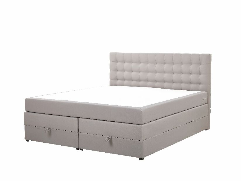 Kontinentálna posteľ 180 cm MAGNEZ (sivá) (s matracom a úložným priestorom)