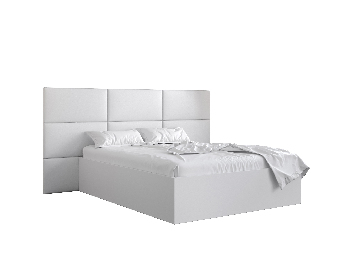 Manželská posteľ s čalúneným čelom 160 cm Brittany 2 (biela matná + biela) (s roštom)