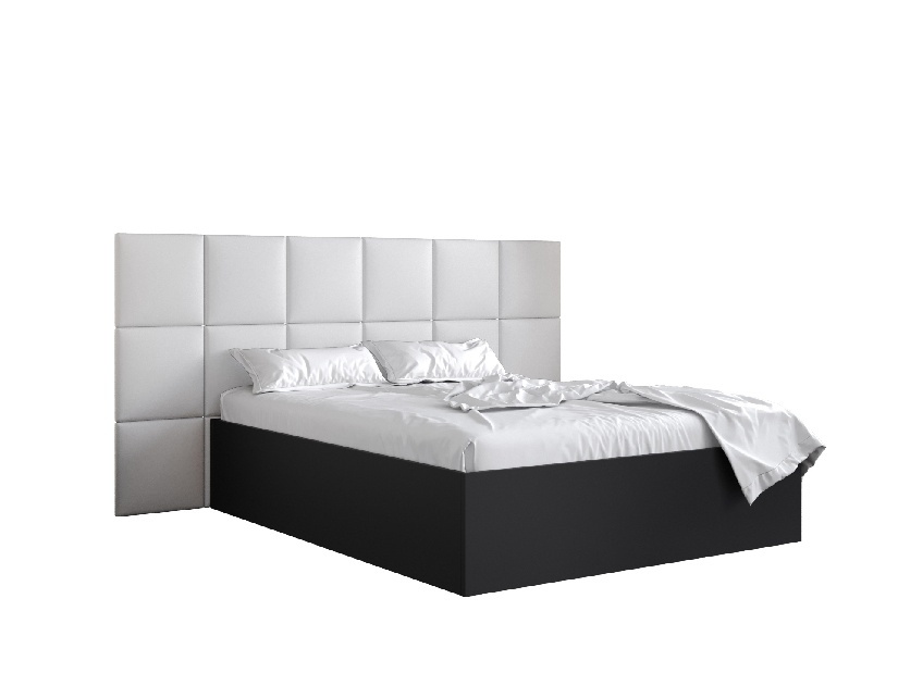 Manželská posteľ s čalúneným čelom 160 cm Brittany 4 (čierna matná + biela) (s roštom)