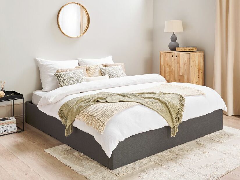 Manželská posteľ 180 cm DIJON (s roštom a úl. priestorom) (sivá)