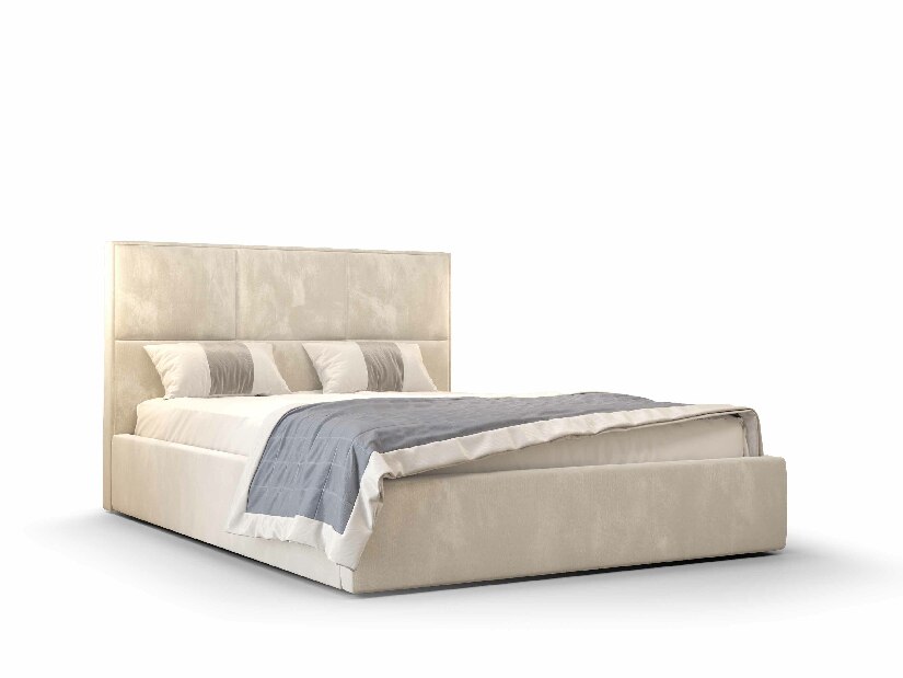 Manželská posteľ 160 cm Elna (béžová) (s roštom a úložným priestorom)
