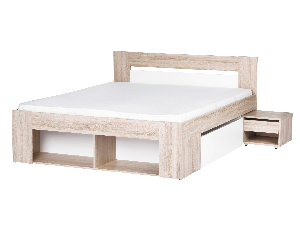 Manželská posteľ 160 cm Melinne 09 (dub sonoma 3D + biela) (s úl. priestorom a noč. stolíkmi)