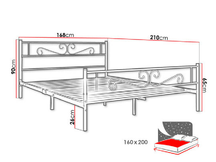Kovová posteľ Mirjan Bellamy-601 (čierna) *výpredaj