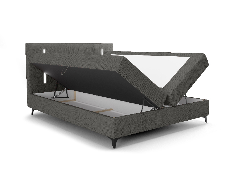 Jednolôžková posteľ 120 cm Ortega Bonell (tmavosivá) (s roštom, s úl. priestorom) (s LED osvetlením)