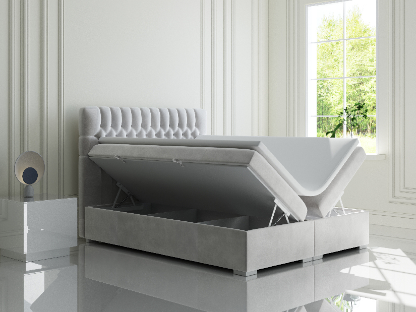 Kontinentálna posteľ 140 cm Daliny (svetlosivá) (s úložným priestorom)