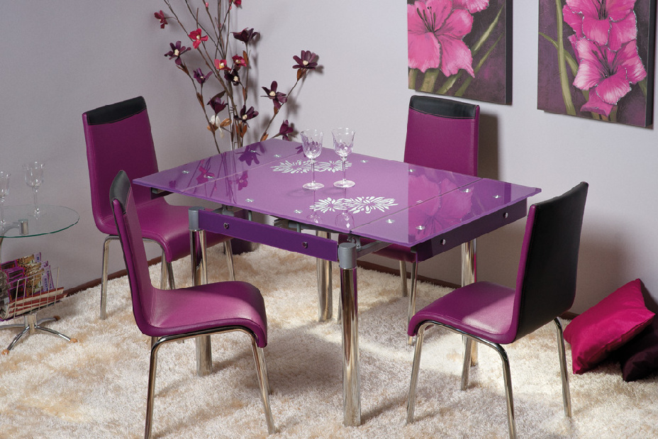 Jedálenský stôl GD-082 (fialový) (pre 4 osoby)