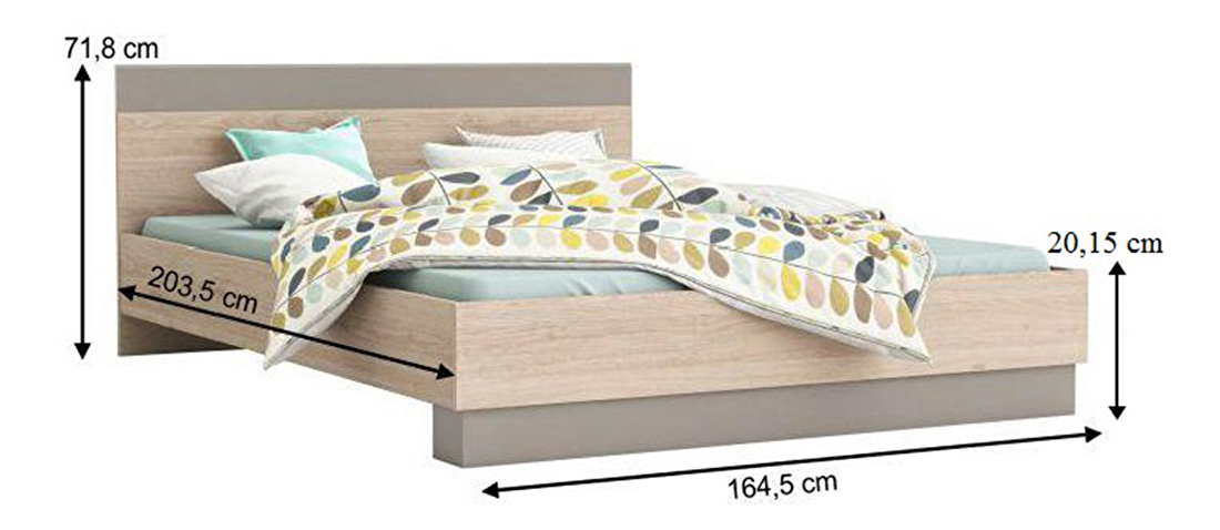 Manželská posteľ 160 cm Bihop (dub arizona + sivá)