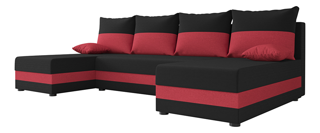 Rohová sedacia súprava U Harmony U (čierna + červená)
