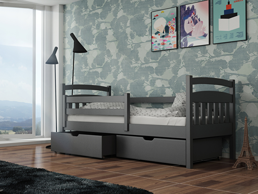 Detská posteľ 90 x 190 cm Susy (s roštom a úl. priestorom) (grafit)