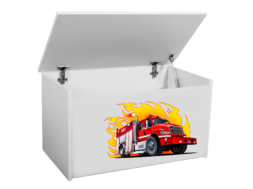 Úložný box pre deti Davina (biela + hasičké auto)
