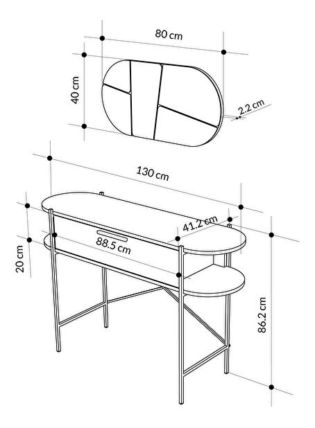 Konzolový stolík Oakley (sivá + biela)