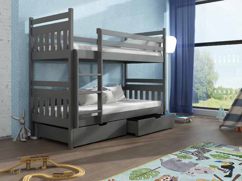 Detská poschodová posteľ 90 cm Aras (grafit) *výpredaj
