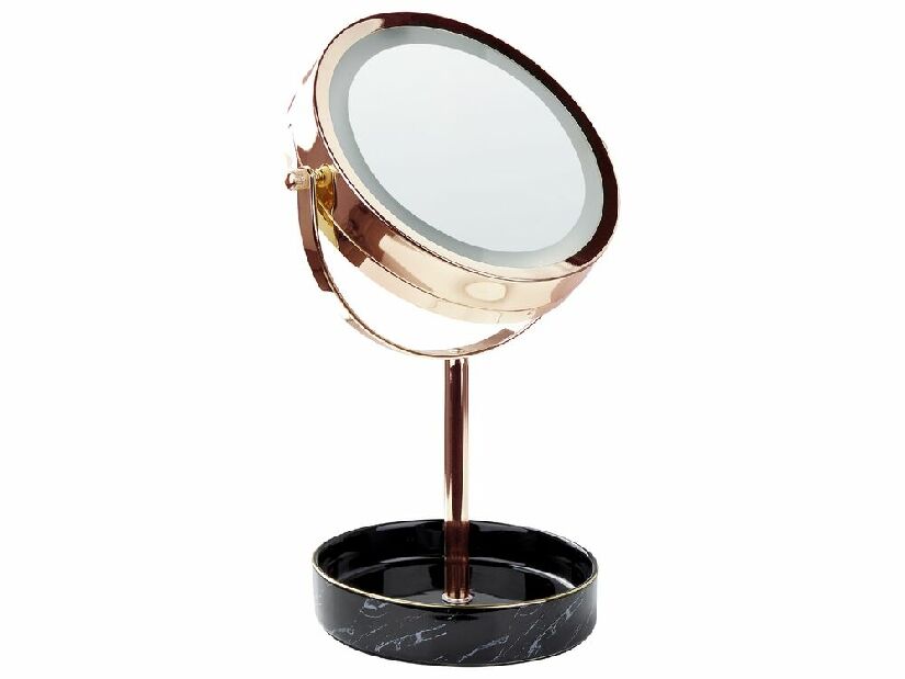 Kozmetické zrkadlo Shevaun (ružovozlatá) (s LED osvetlením)