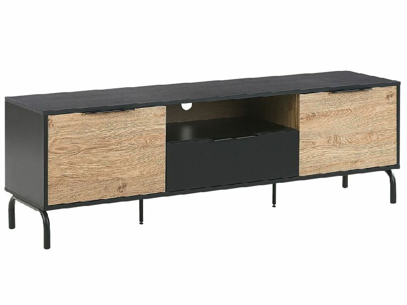TV stolík/skrinka ALERK (čierna + svetlé drevo)