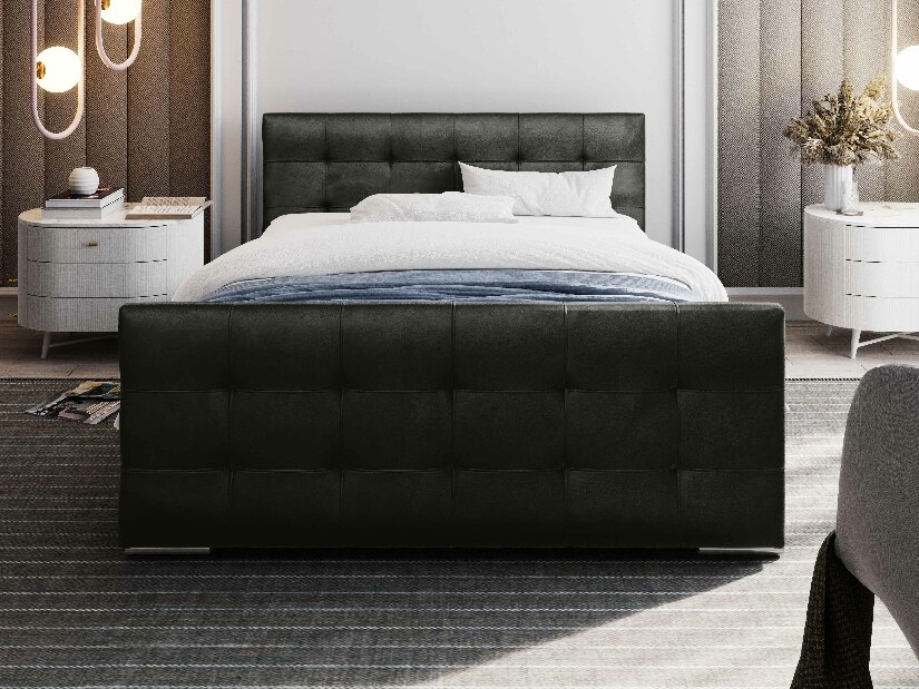 Manželská posteľ 140 cm Billie (tmavosivá) (s roštom a úložným priestorom)