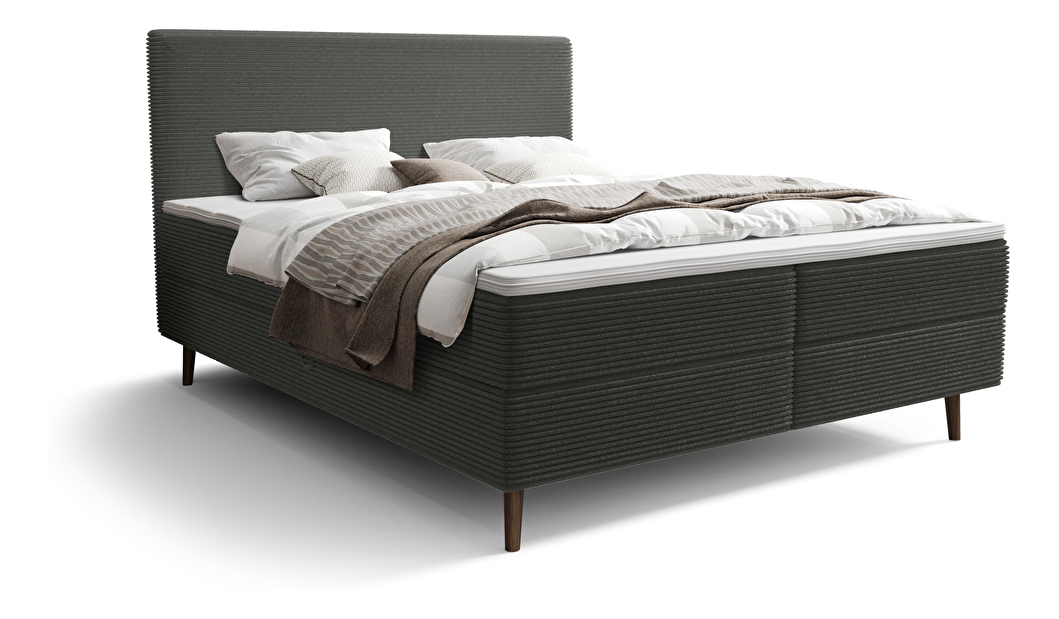 Manželská posteľ 160 cm Napoli Comfort (tmavozelená) (s roštom, s úl. priestorom)