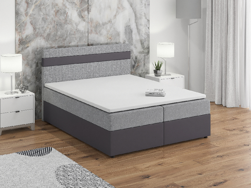 Kontinentálna posteľ 160x200 cm Mimosa Comfort (melírovaná svetlosivá + tmavosivá) (s roštom a matracom)
