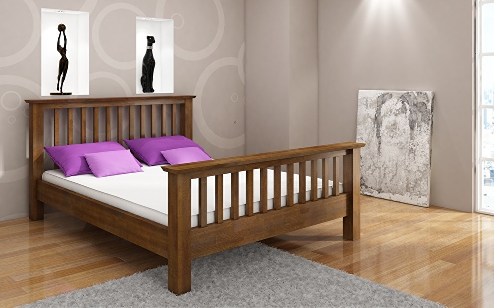Manželská posteľ 200 cm Naturlig Leikanger (buk) (s roštom)