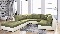 Rohová sedačka U Deron  (s taburetkou) (L) (zelená + biela)