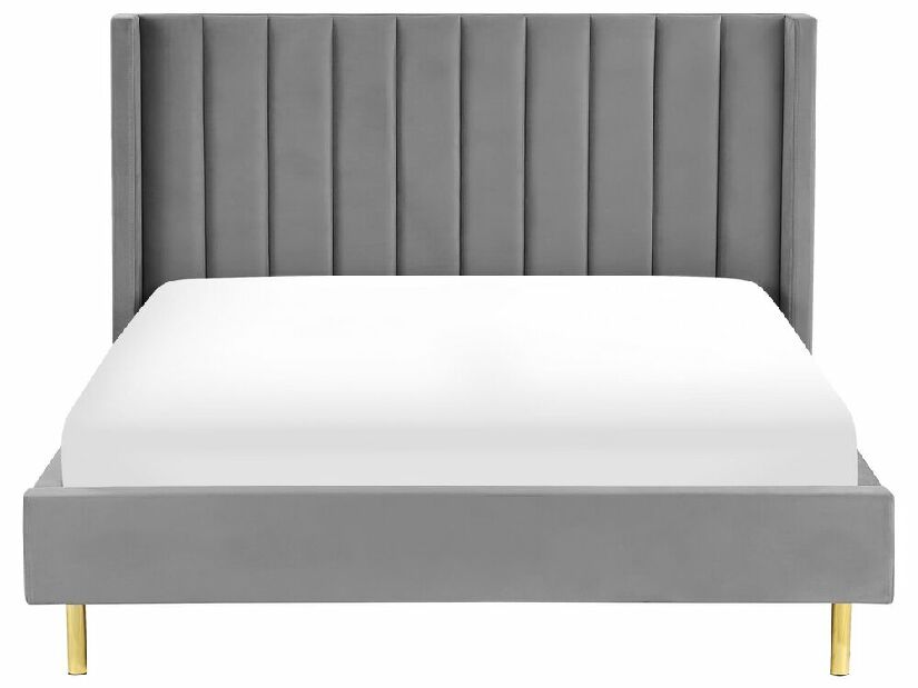 Manželská posteľ 160 cm VINNETTE (textil) (sivá) (s roštom)