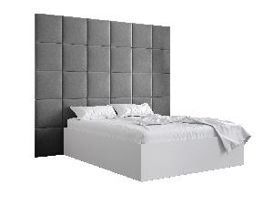 Manželská posteľ s čalúneným čelom 160 cm Brittany 3 (biela matná + sivá) (s roštom)