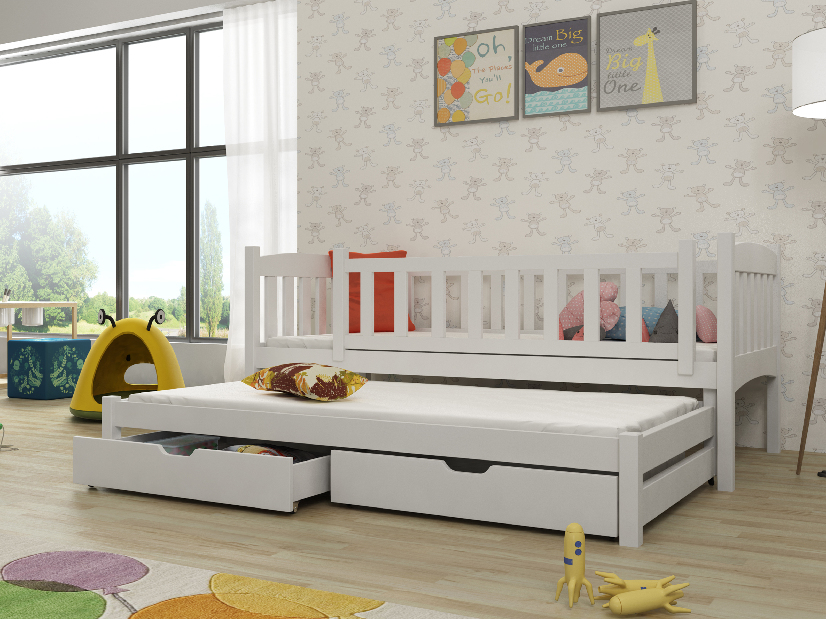 Detská posteľ 90 x 190 cm Amalia (s roštom a úl. priestorom) (biela)