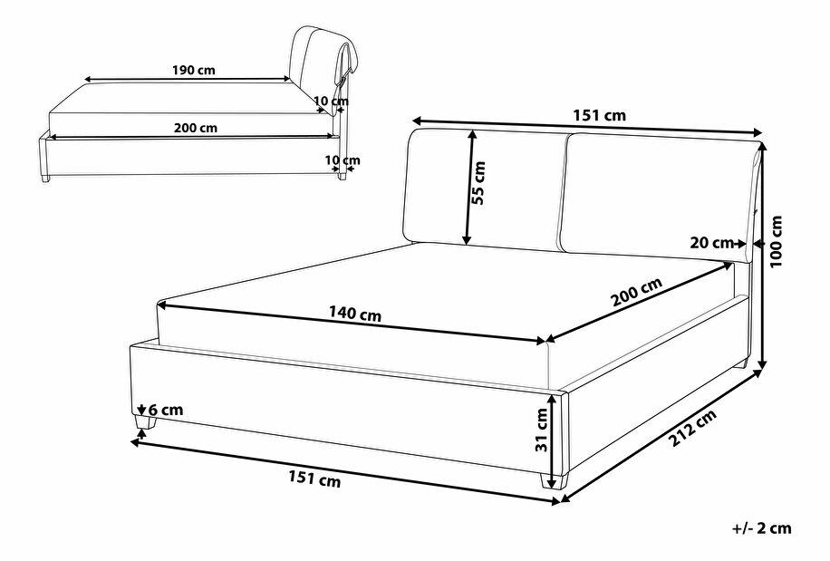 Manželská posteľ 140 cm BELLA (s roštom) (sivá)