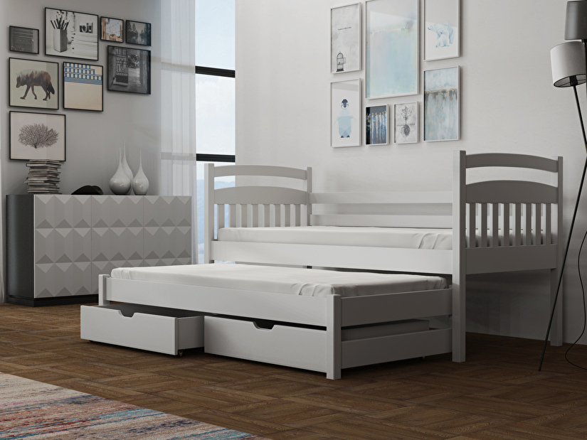 Detská posteľ 90 x 200 cm REID (s roštom a úl. priestorom) (biela)