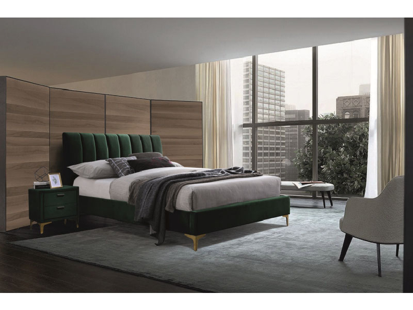 Manželská posteľ 160x200 cm Marnie (zelená)