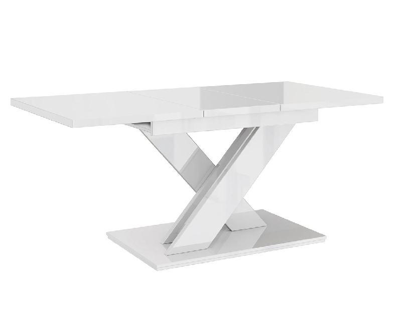Jedálenský stôl Lumenza (biely lesk + dub sonoma)