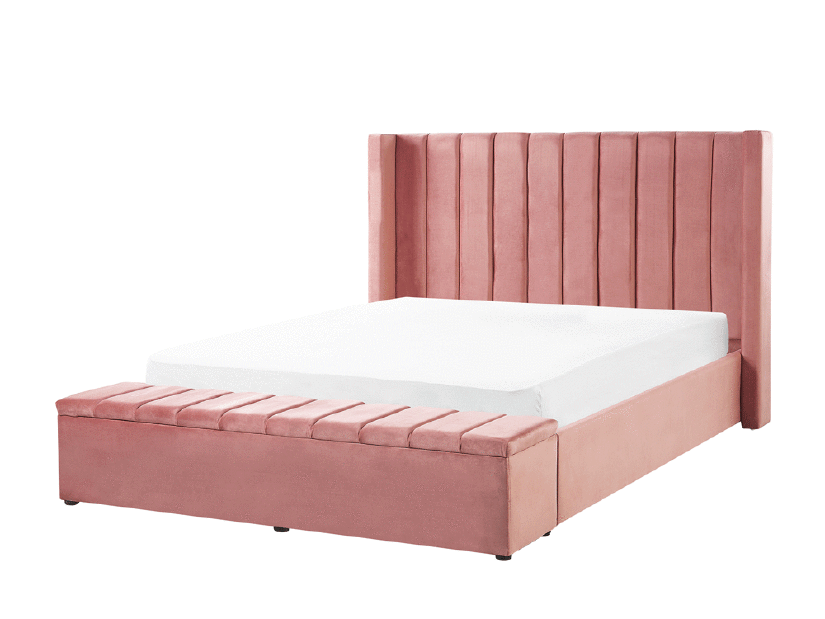 Manželská posteľ 160 cm NAIROBI (textil) (ružová) (s roštom)