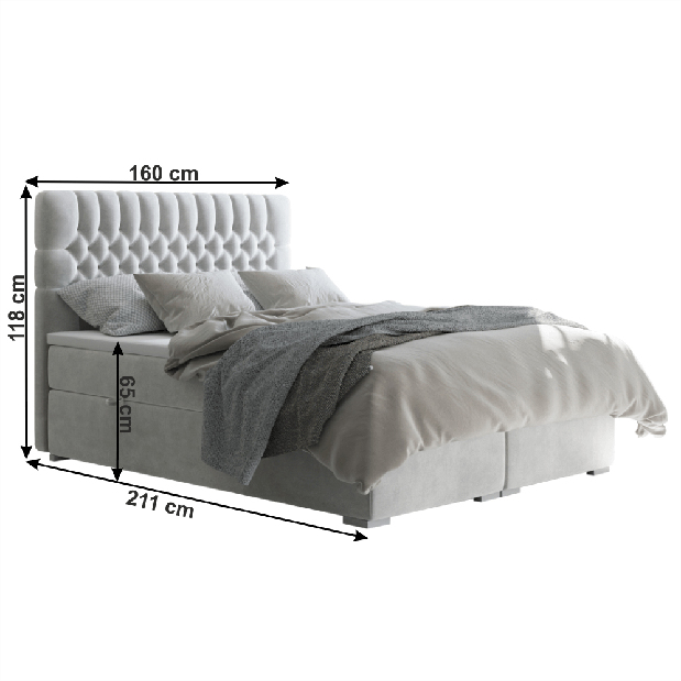 Manželská posteľ Boxspring 160 cm Formio (s matracmi)