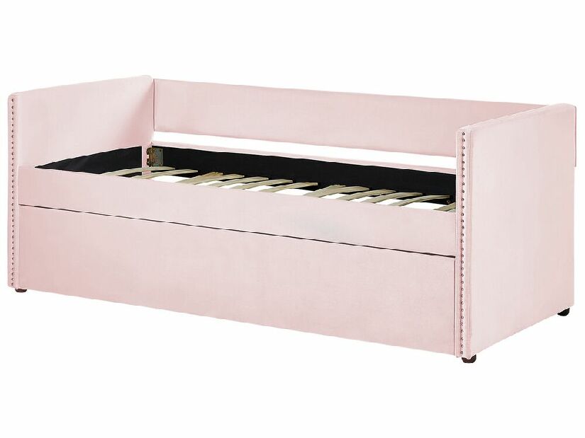 Jednolôžková posteľ 200 x 90 cm Tish (ružová) (s roštom)