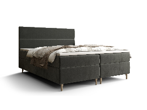 Manželská posteľ Boxspring 180 cm Flu Comfort (tmavosivá) (s matracom a úložným priestorom)