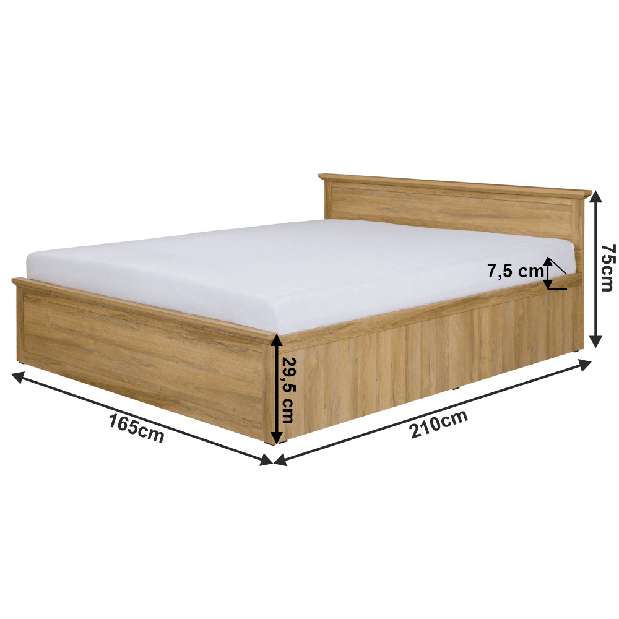 Manželská posteľ 160 cm Leoras MZ21 (s roštom) (dub grand)