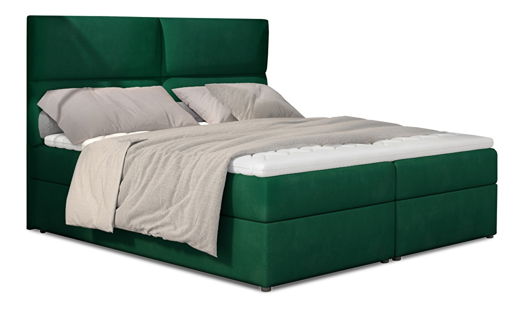 Kontinentálna posteľ 185 cm Alyce (zelená) (s matracmi)