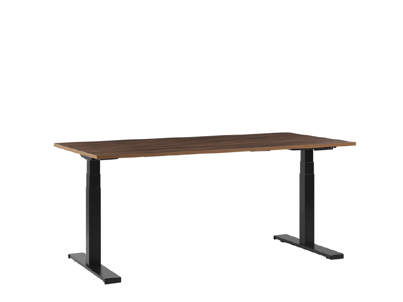 Písací stôl DESIRA II (180x80 cm) (tmavé drevo + čierna) (el. nastaviteľný)
