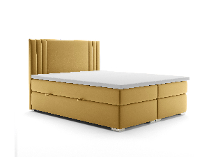 Kontinentálna posteľ 160 cm Morcano (žltá) (s úložným priestorom)