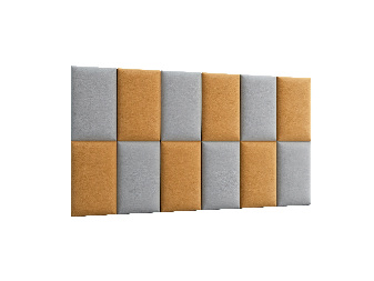 Set 12 čalúnených panelov Quadra 180x100 cm (horčicová + svetlosivá)